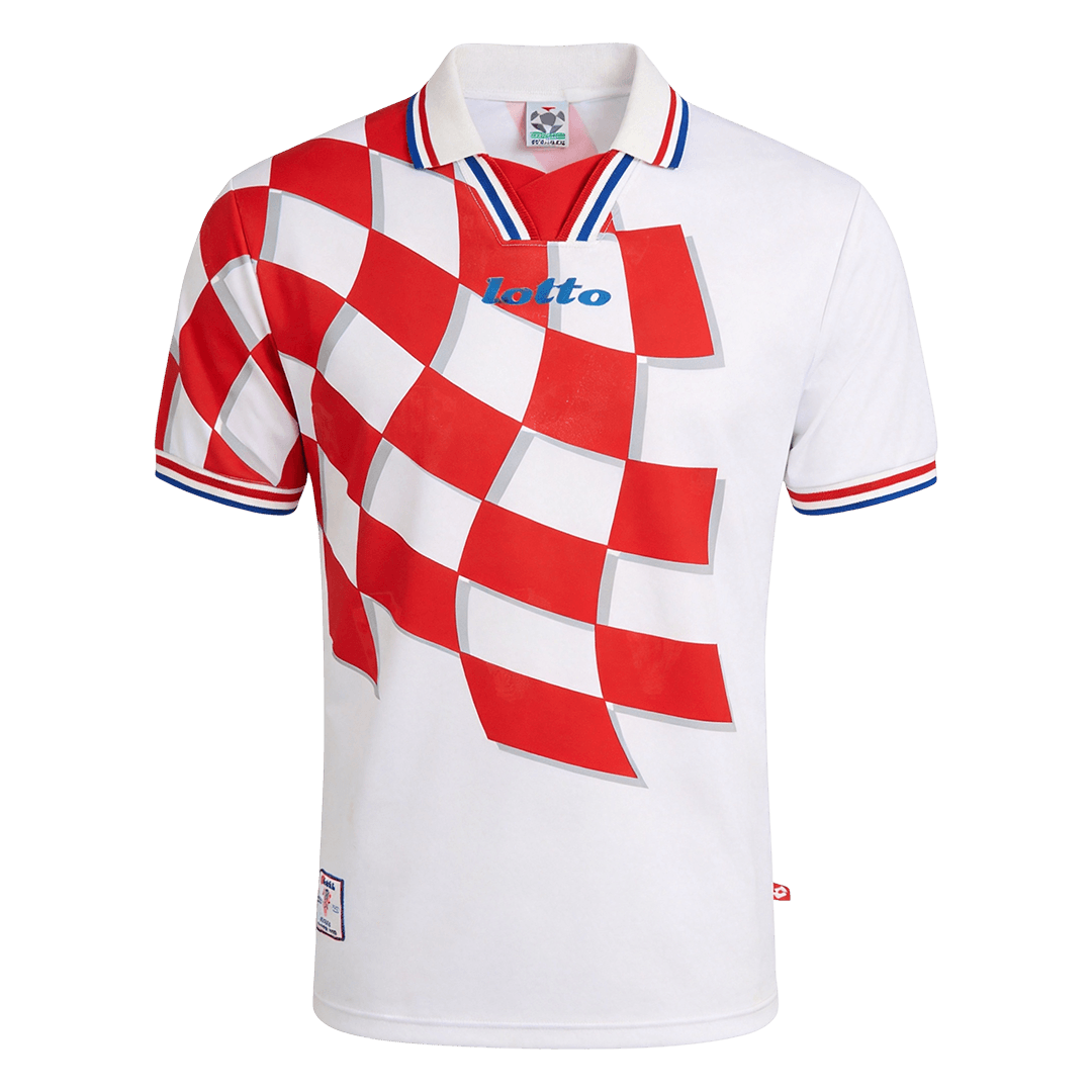 Retro Croatia Mens Home Soccer Jersey World Cup 1998 White&Red