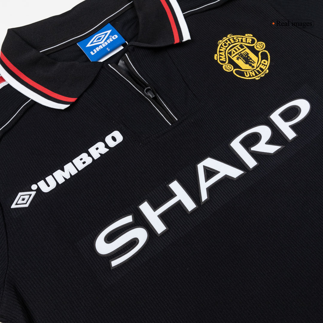 Retro Manchester United Mens Away Soccer Jersey 1998 Black