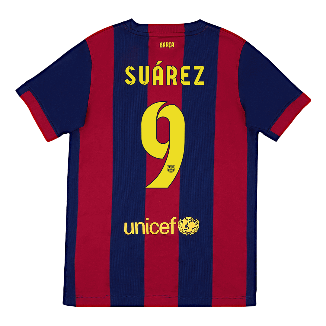 Retro SUÁREZ #9 Barcelona Mens Home Soccer Jersey 2014/15 Red&Blue