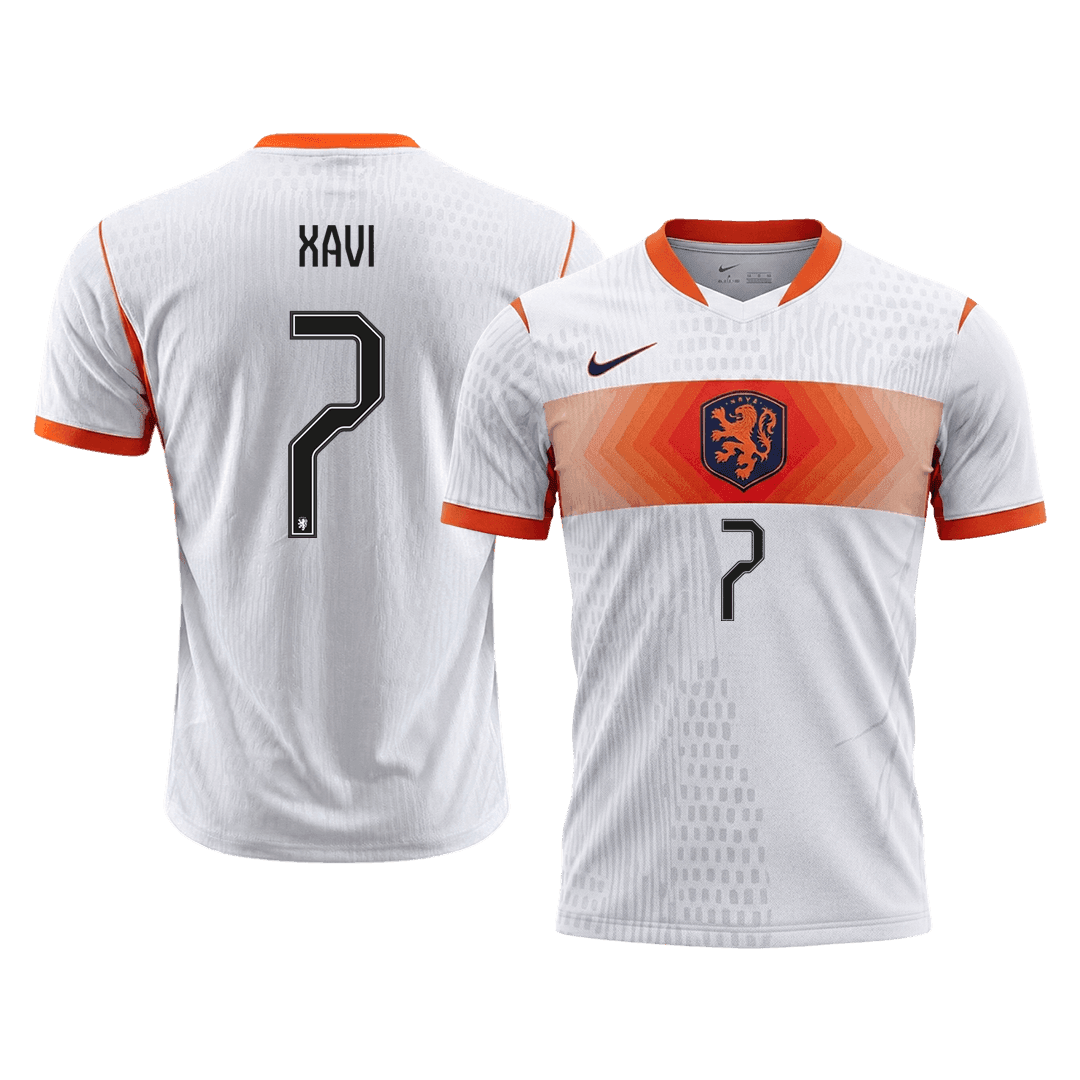 XAVI #7 Netherlands Mens Away Soccer Jersey World Cup 2026 White - Player Version