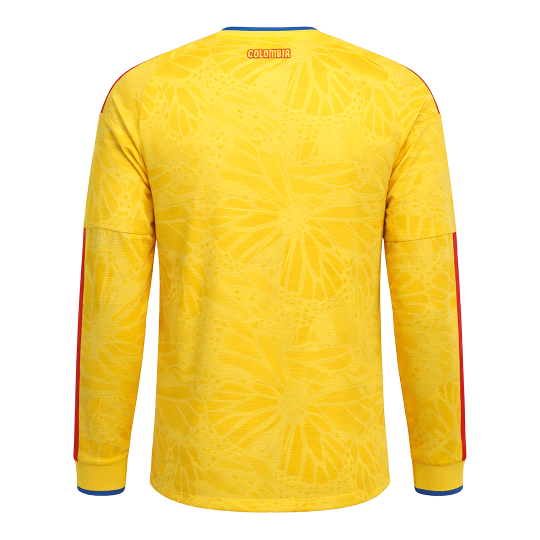 Colombia Mens Home Long Sleeve Soccer Jersey World Cup 2026 Yellow