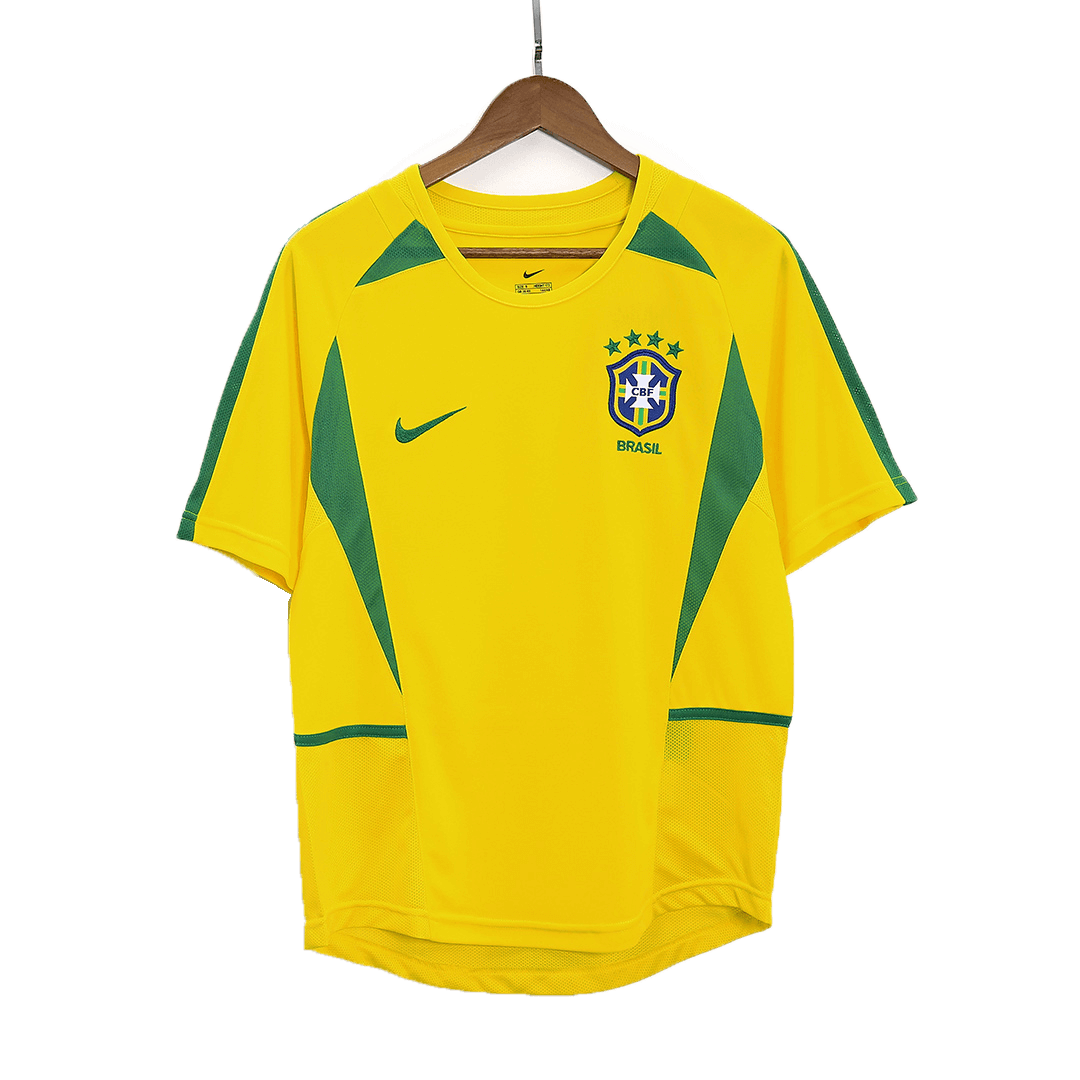 Retro Brazil Mens Home Soccer Jersey 2002/03 Yellow