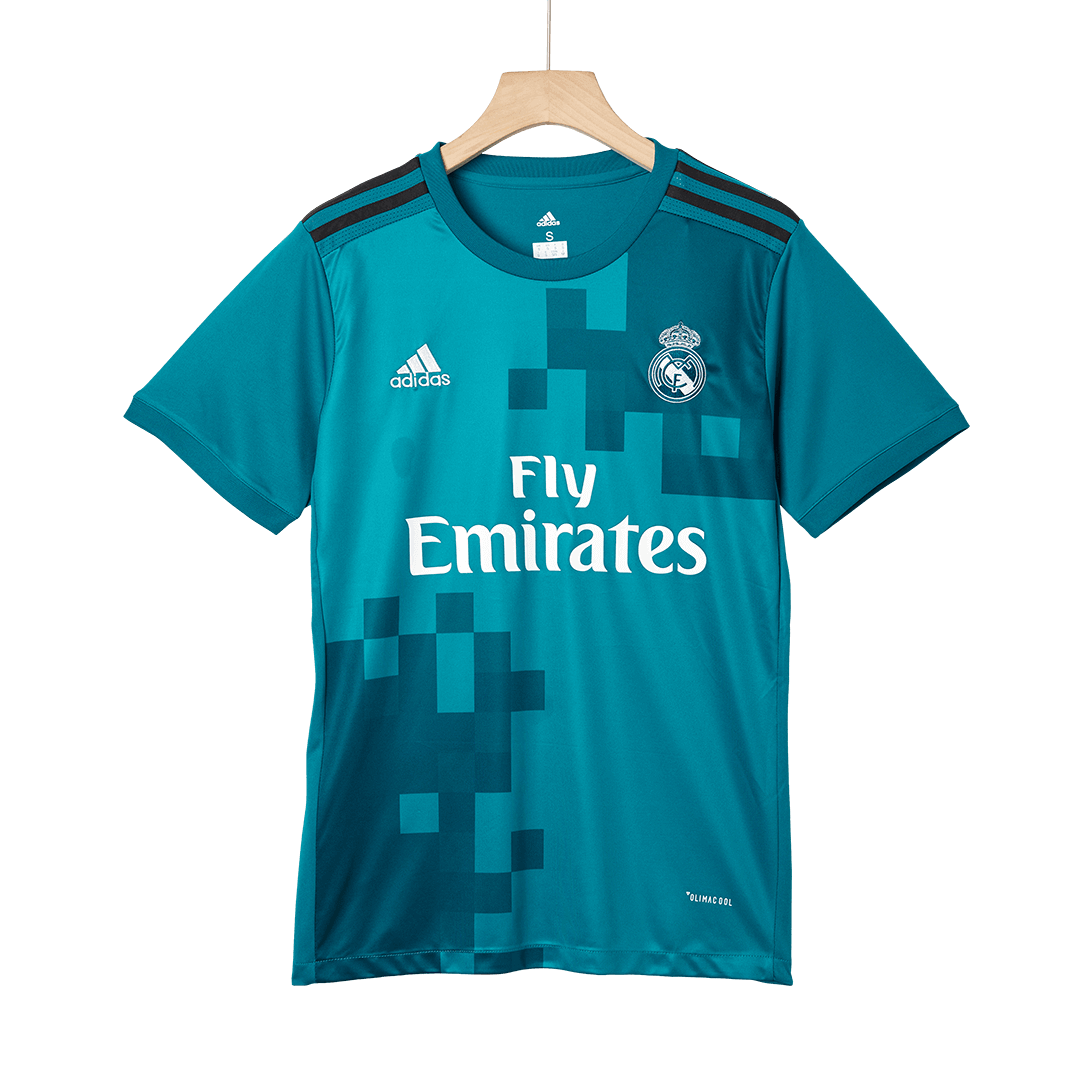 Retro Real Madrid Mens Third Away Soccer Jersey 2017/18 Blue