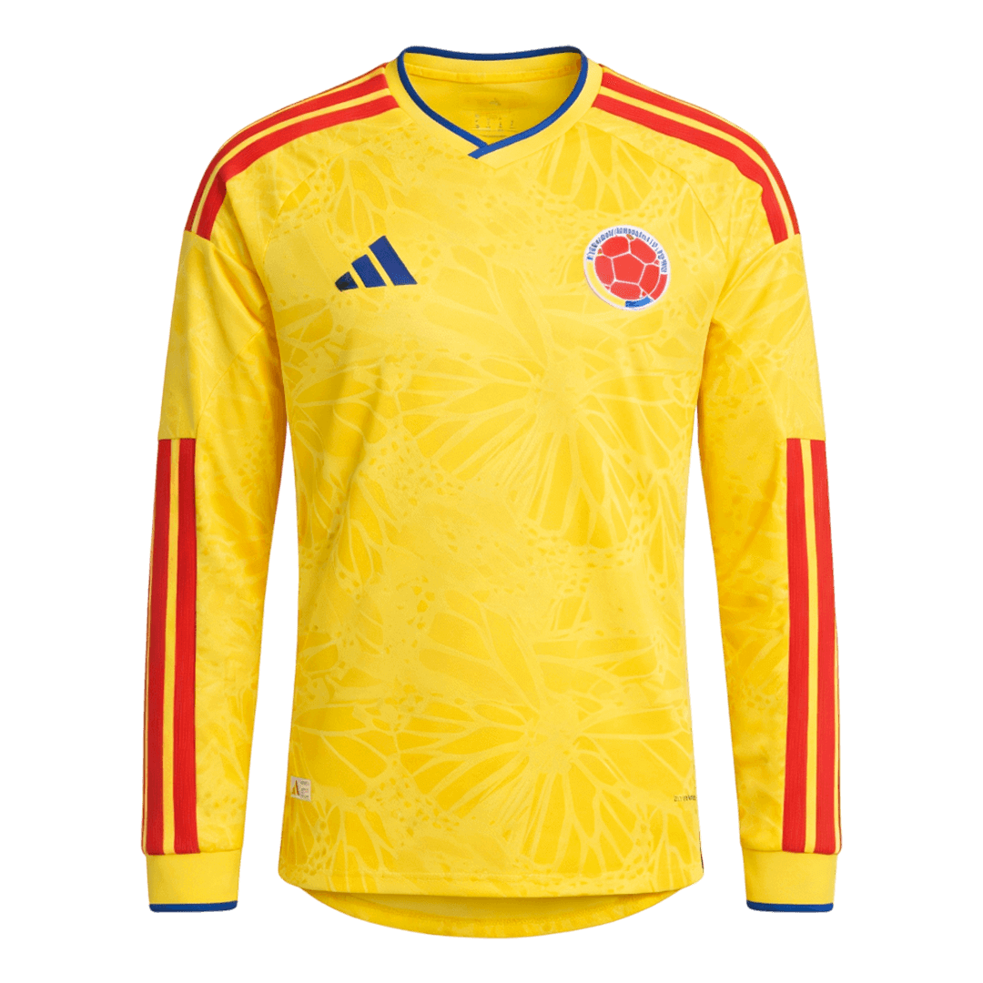 Colombia Mens Home Long Sleeve Soccer Jersey World Cup 2026 Yellow