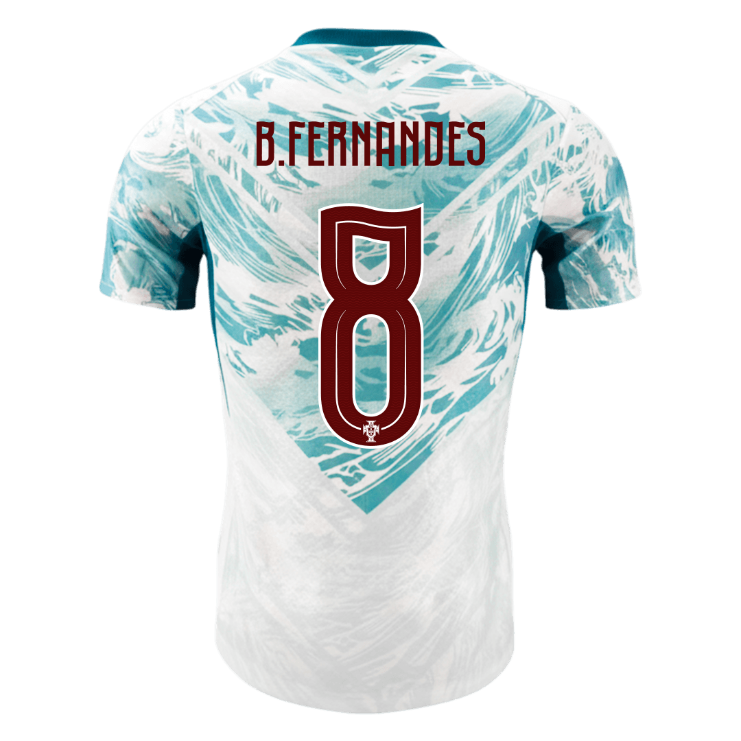 B.FERNANDES #8 Portugal Mens Away Soccer Jersey World Cup 2026 White&Green - Player Version
