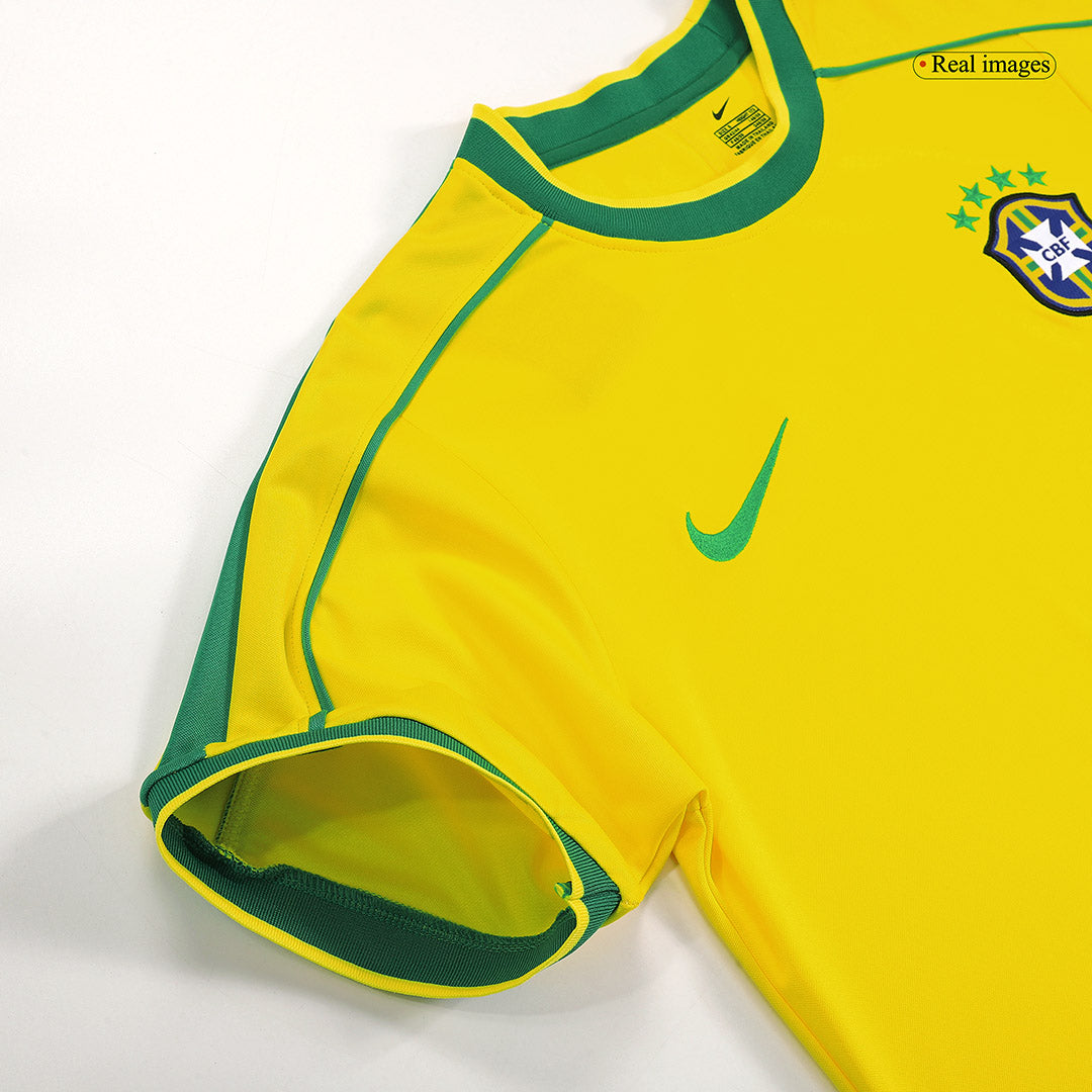 Retro Brazil Mens Home Soccer Jersey 1998 Yellow