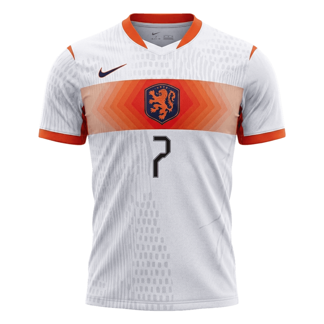 XAVI #7 Netherlands Mens Away Soccer Jersey World Cup 2026 White - Player Version