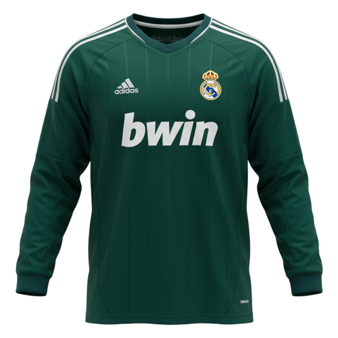 Retro Real Madrid Mens Third Away Long Sleeve Soccer Jersey 2012/13 Green