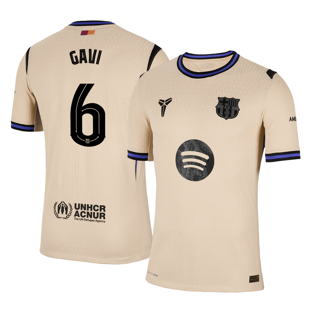 GAVI #6 Barcelona Mens Away Soccer Jersey UCL 2025/26 Yellow - Player Version