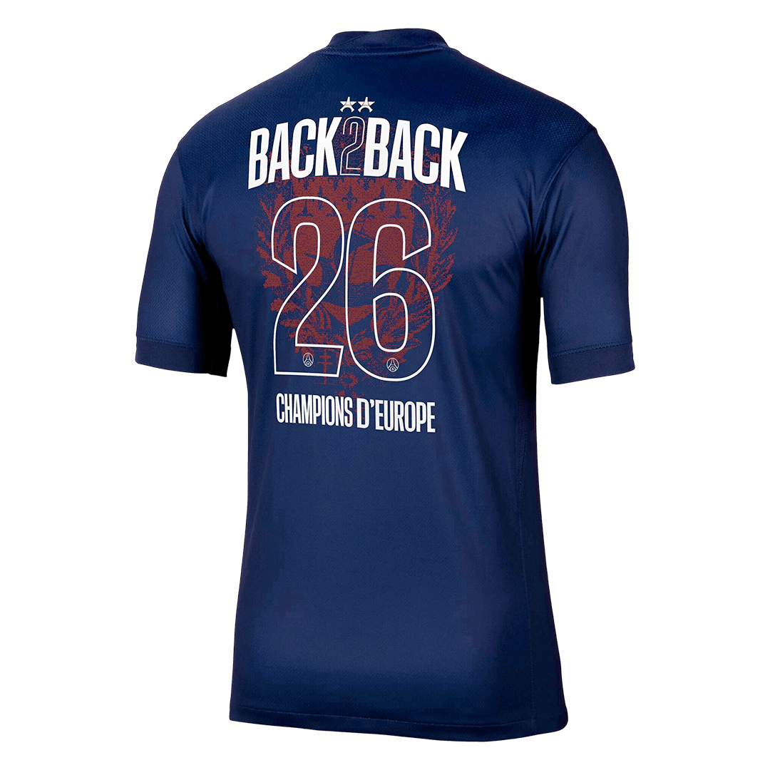 Champions of Europe #26 PSG Mens Home Soccer Jersey 2025/26 Navy [PREMIUM]