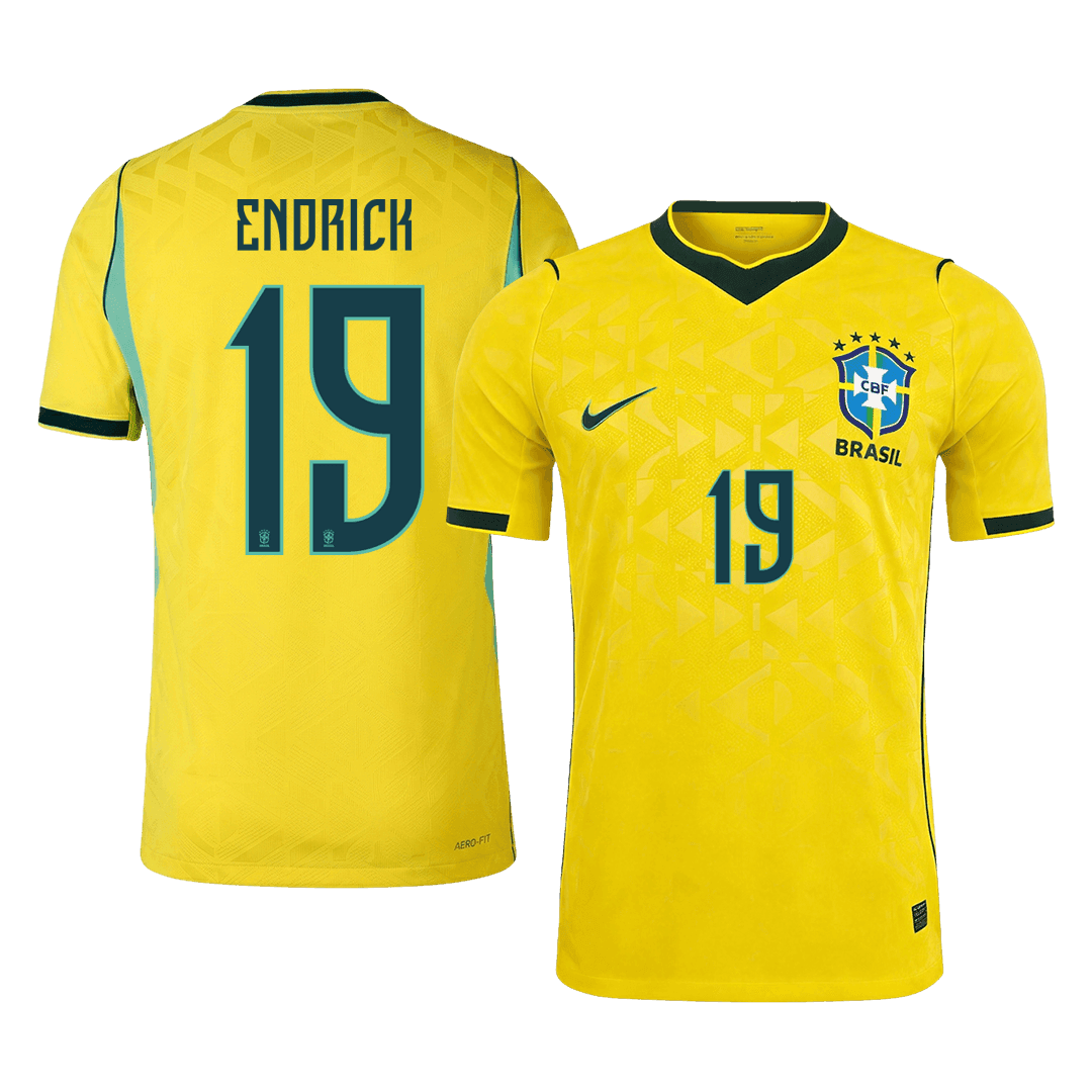 ENDRICK #19 Brazil Mens Home Soccer Jersey World Cup 2026 Yellow - Player Version