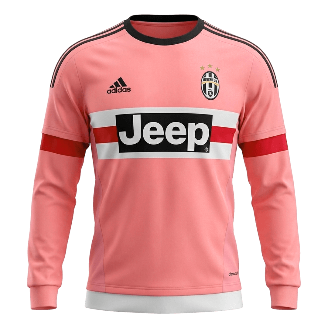 Retro Juventus Mens Away Long Sleeve Soccer Jersey 2015/16 Pink