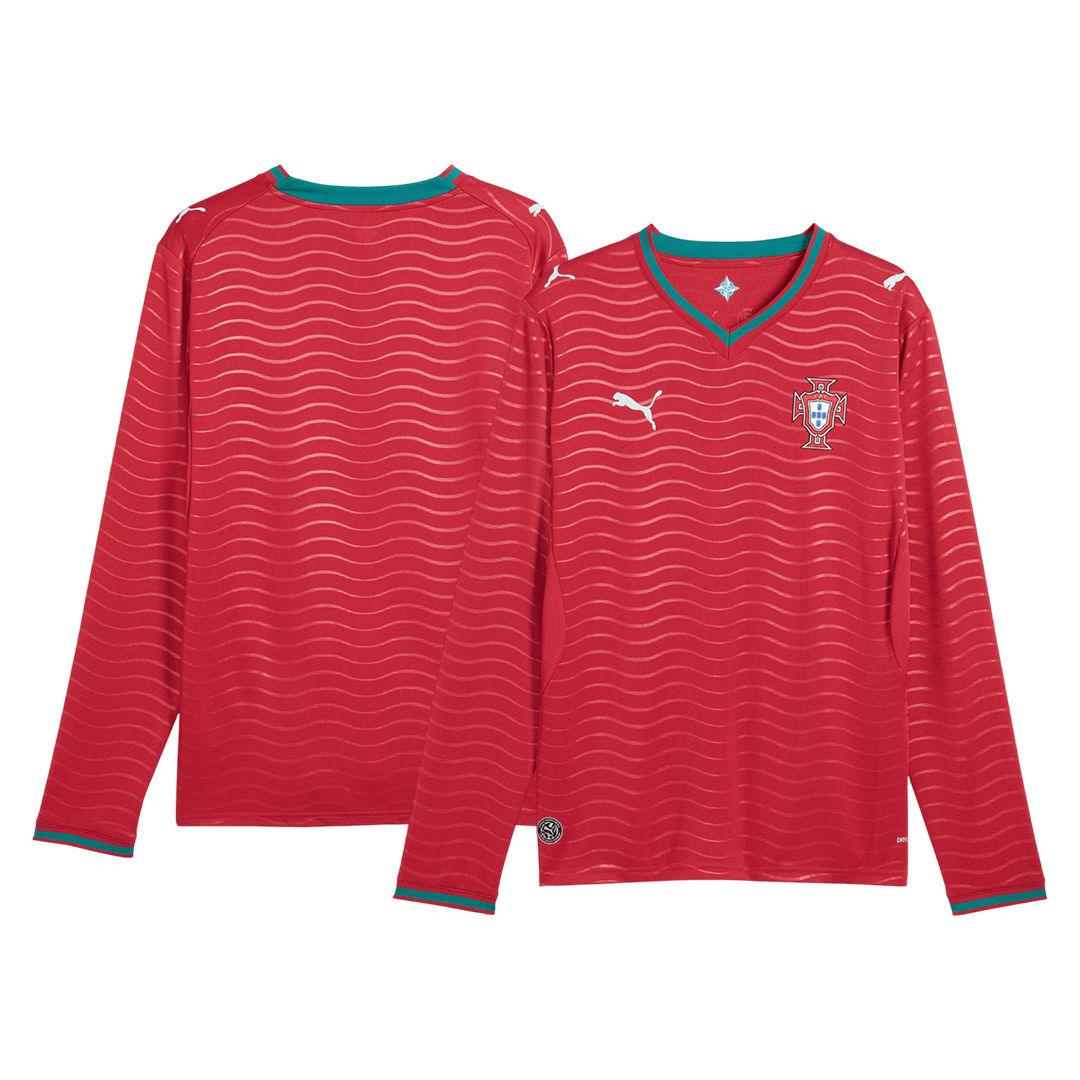 Portugal Mens Home Long Sleeve Soccer Jersey World Cup 2026 Red