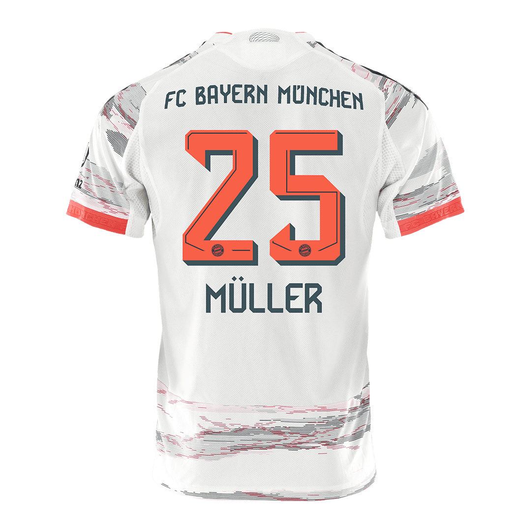 MÜLLER #25 Bayern Munich Mens Away Soccer Jersey 2025/26 White - Player Version