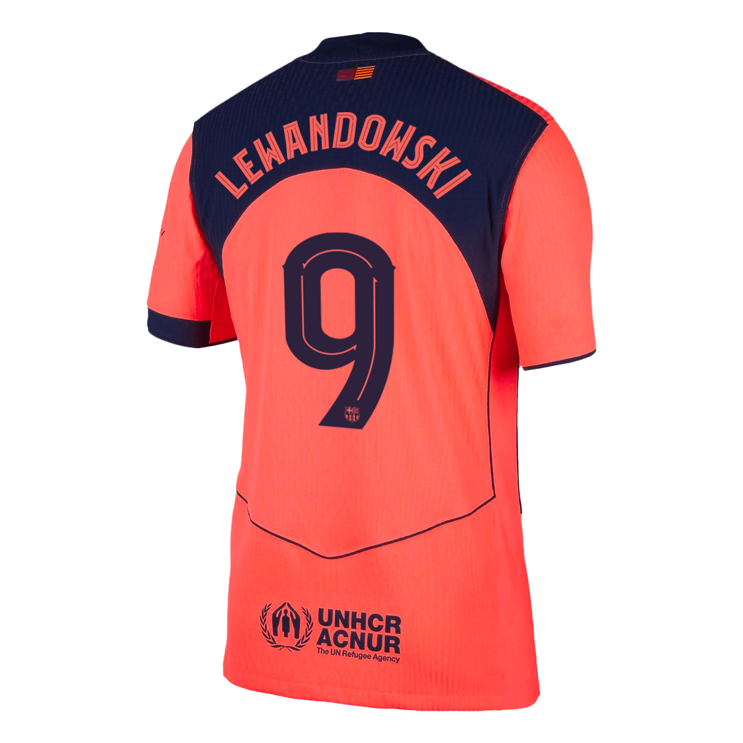 LEWANDOWSKI #9 Barcelona Mens Third Away Soccer Jersey UCL 2025/26 Orange - Player Version
