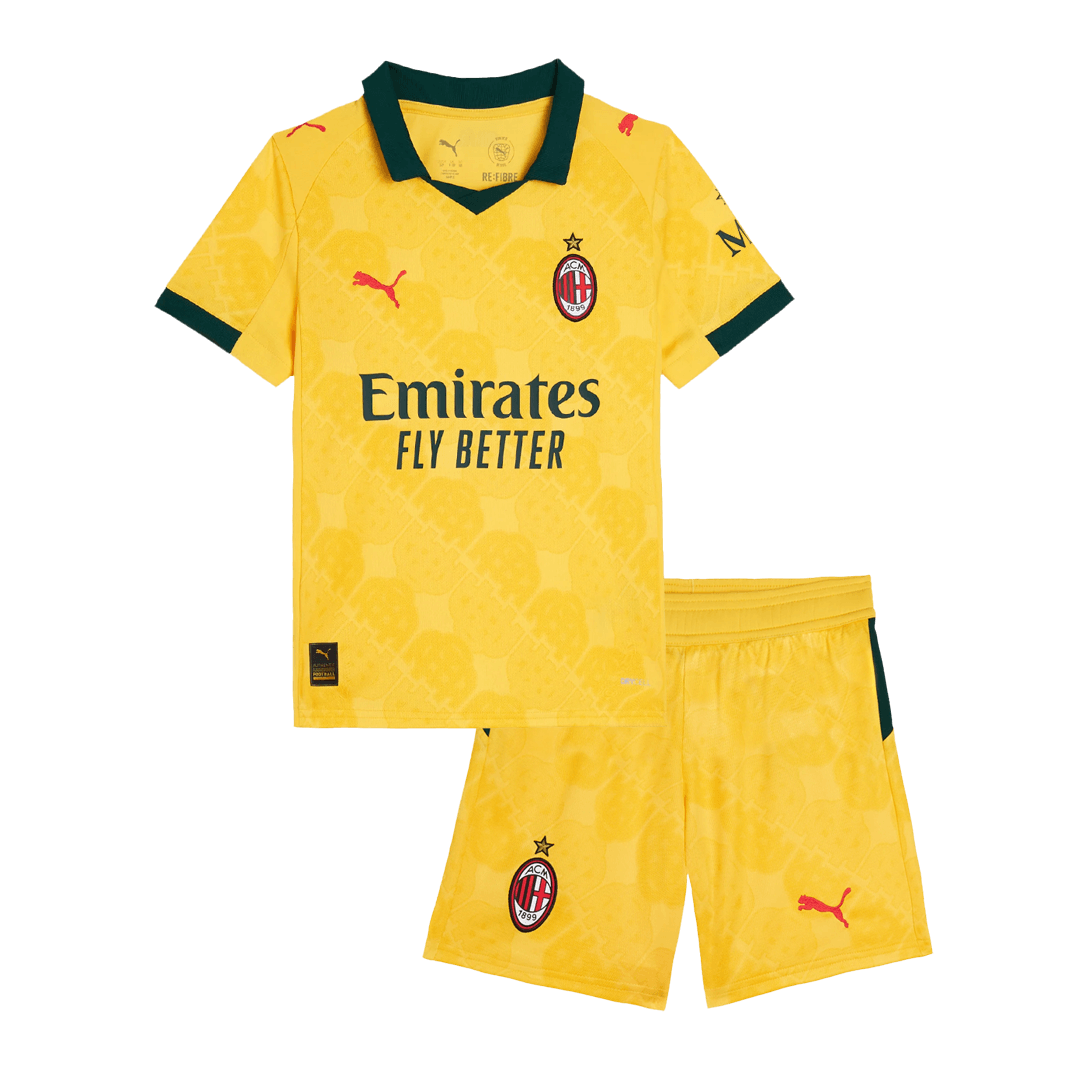 AC Milan Kids Third Away Soccer Kit 2025/26 Yellow