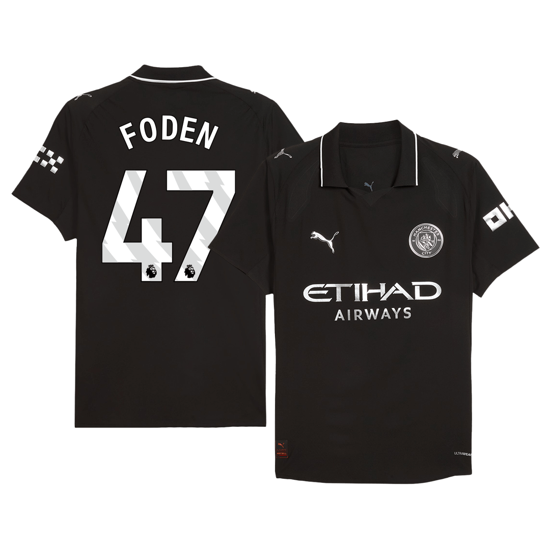 FODEN #47 Manchester City Mens Away Soccer Jersey 2025/26 Black - Player Version