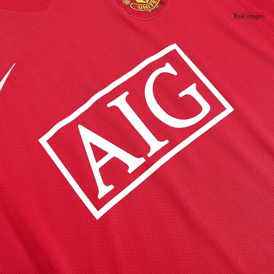Retro ROONEY #10 Manchester United Mens Home Long Sleeve Soccer Jersey 2007/08 Red