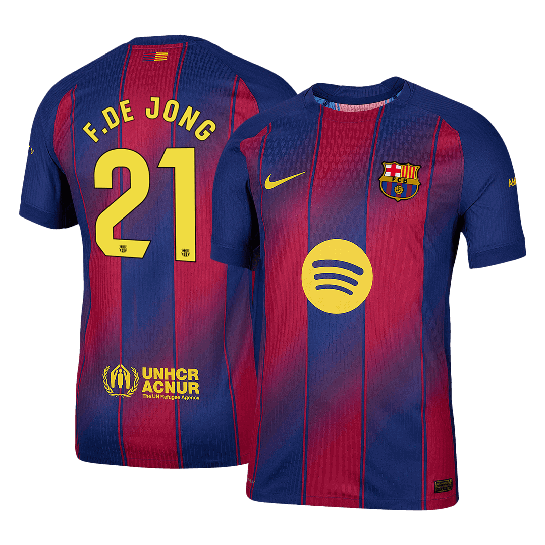F.DE JONG #21 Barcelona Mens Home Soccer Jersey 2025/26 Red&Blue - Player Version