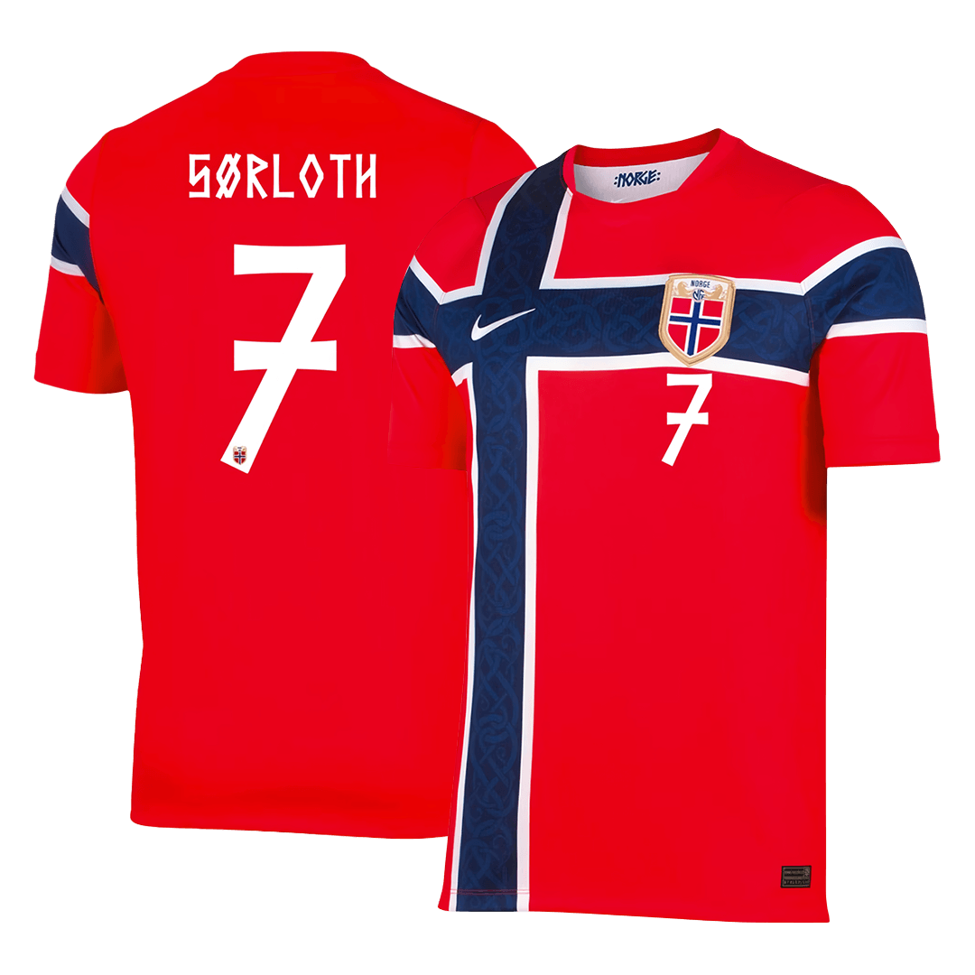 SØRLOTH #7 Norway Mens Home Soccer Jersey World Cup 2026 Red