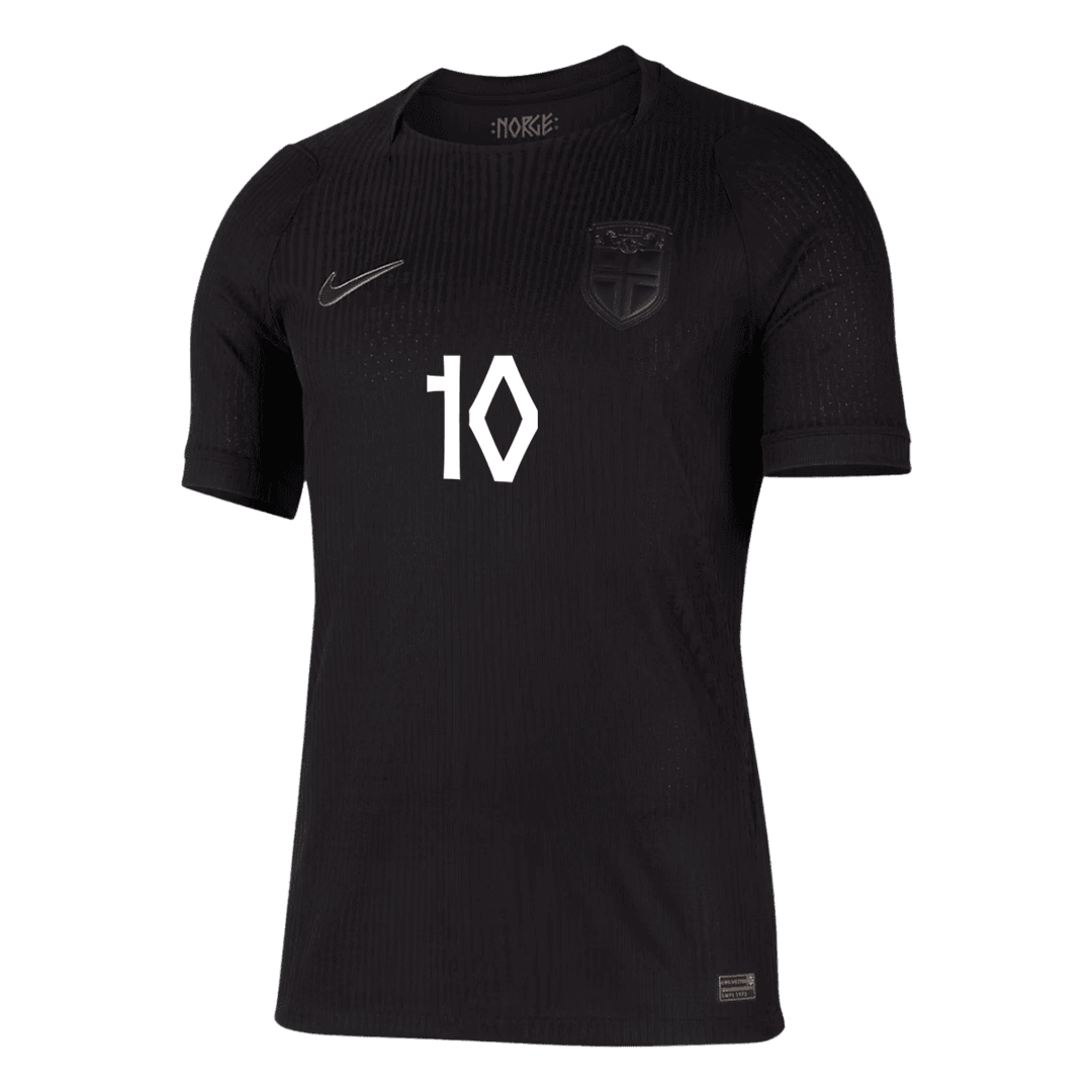 ØDEGAARD #10 Norway Mens Away Soccer Jersey World Cup 2026 Black - Player Version