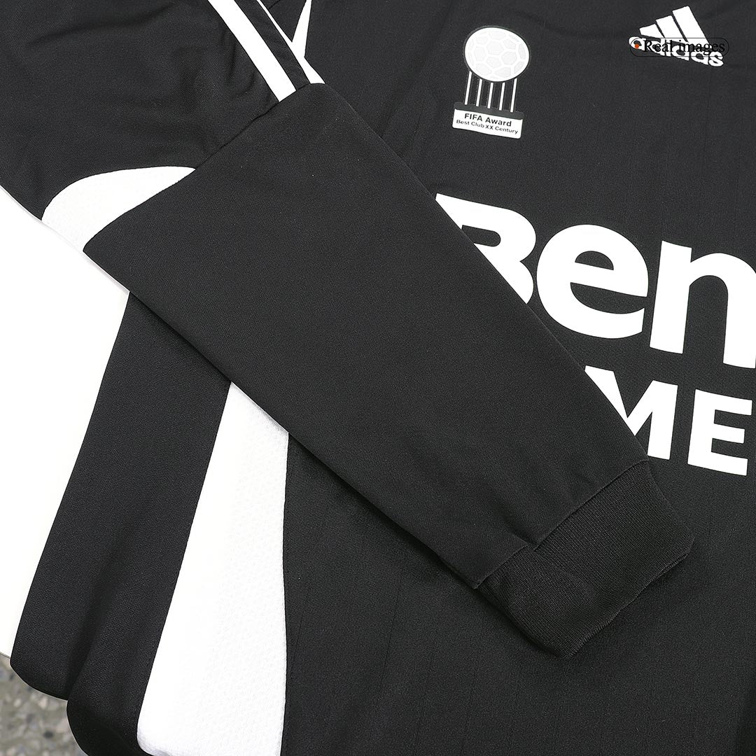 Retro BECKHAM #23 Real Madrid Mens Away Long Sleeve Soccer Jersey 2006/07 Black