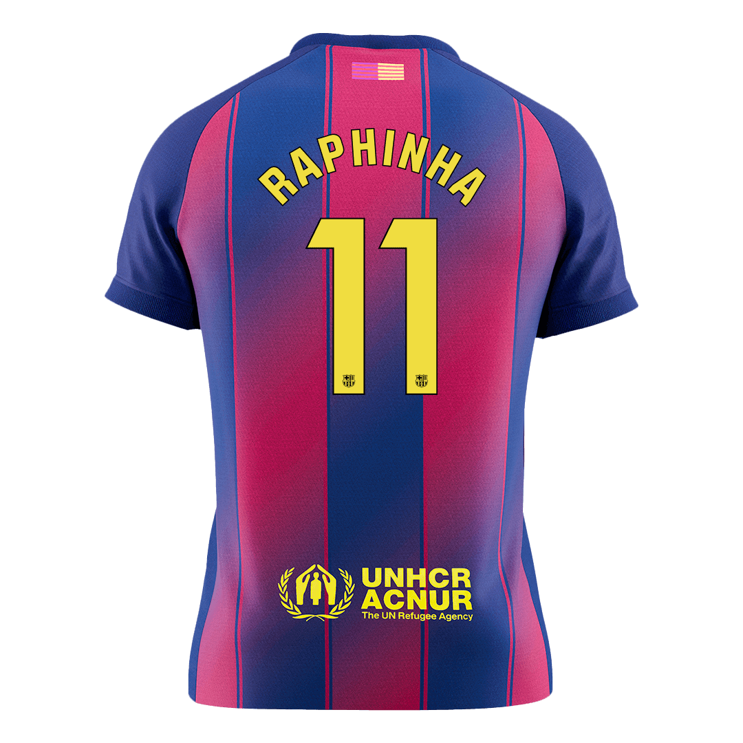 RAPHINHA #11 Barcelona Mens Home Soccer Jersey 2025/26 Red&Blue [PREMIUM]