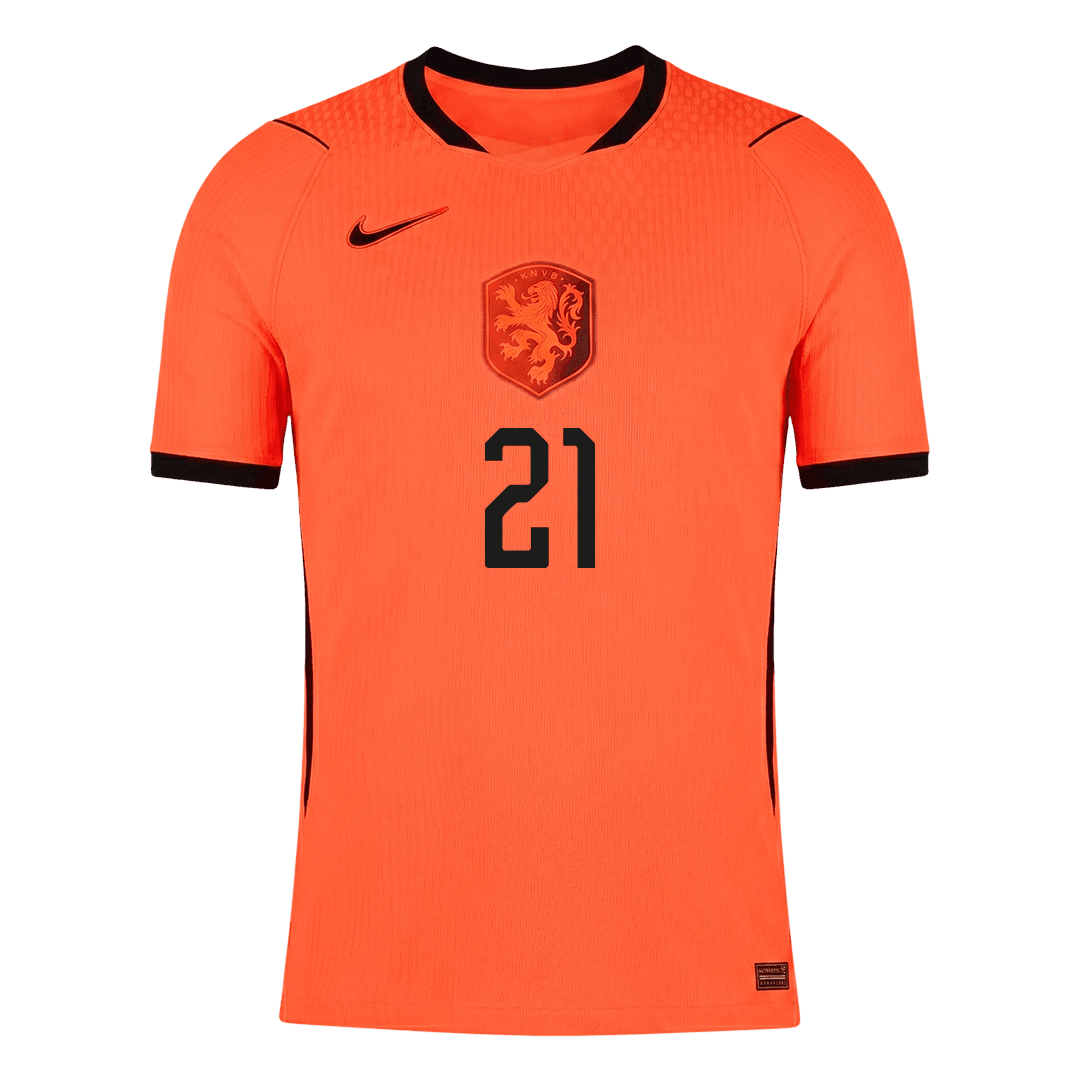F.DE JONG #21 Netherlands Mens Home Soccer Jersey World Cup 2026 Orange - Player Version