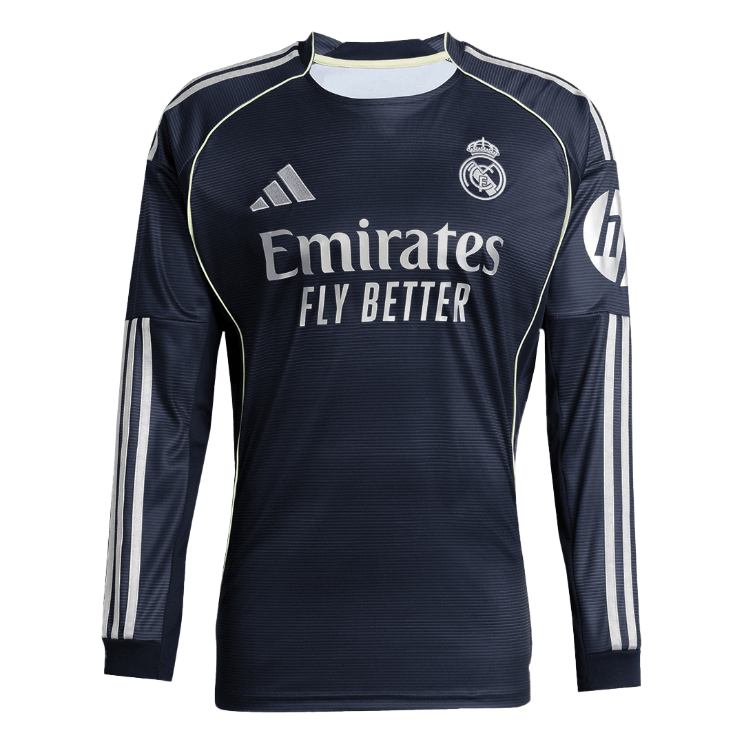 Real Madrid Mens Away Long Sleeve Soccer Jersey 2025/26 Navy