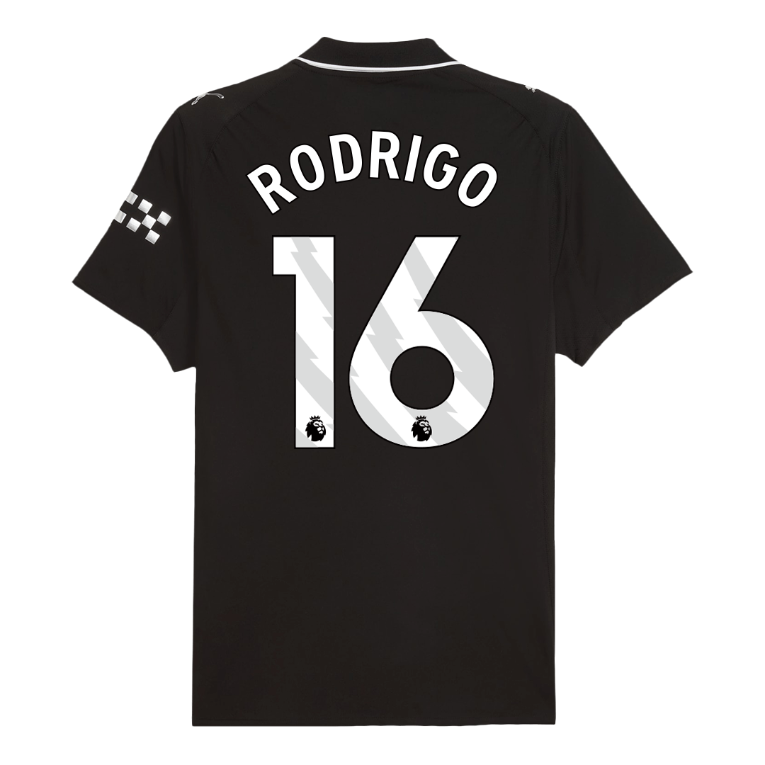 RODRIGO #16 Manchester City Mens Away Soccer Jersey 2025/26 Black - Player Version