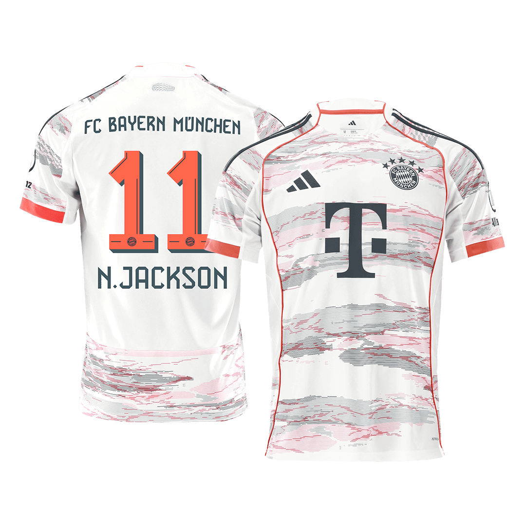 N.JACKSON #11 Bayern Munich Mens Away Soccer Jersey 2025/26 White