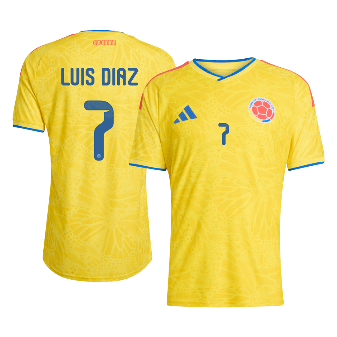 LUIS DíAZ #7 Colombia Mens Home Soccer Jersey World Cup 2026 Yellow - Player Version