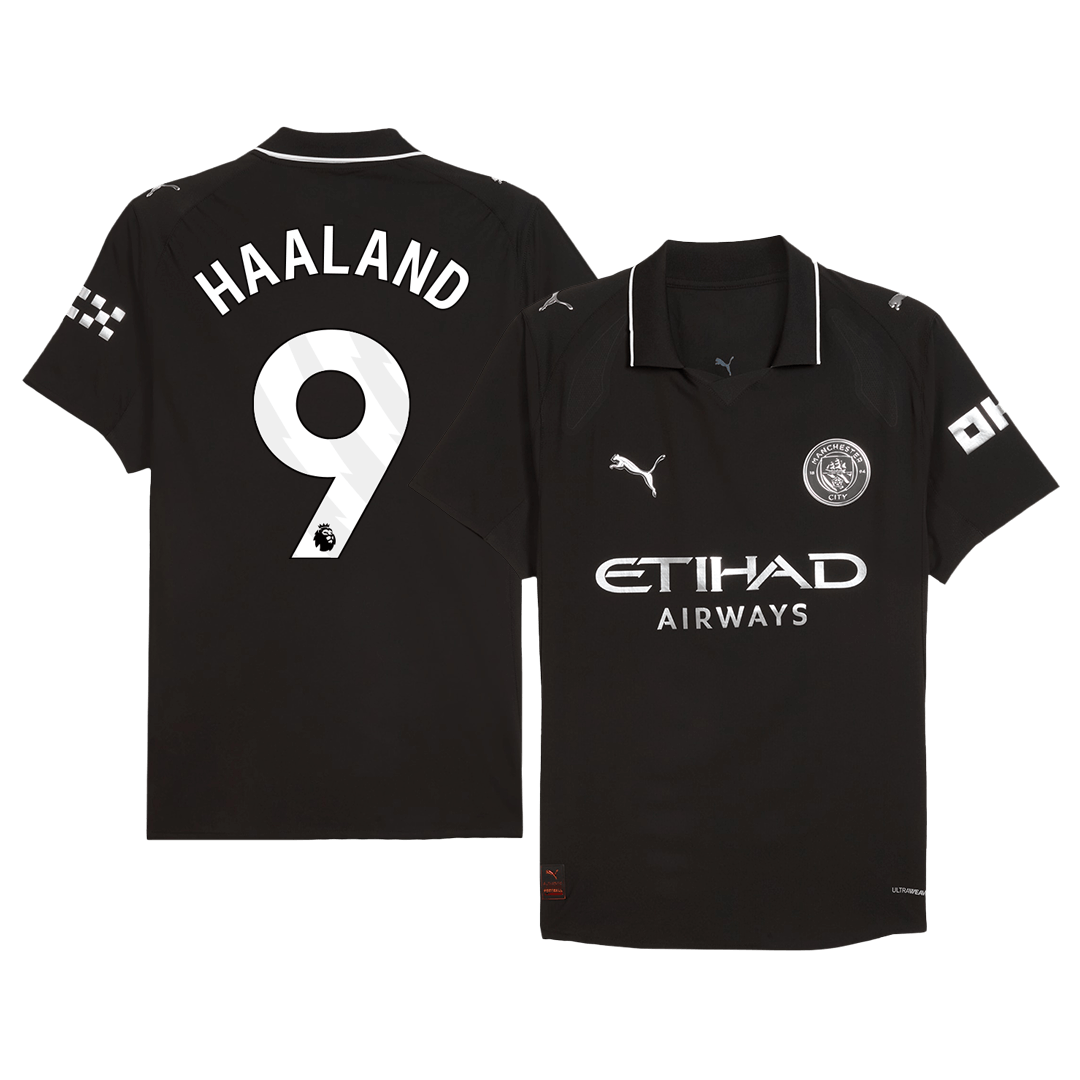 HAALAND #9 Manchester City Mens Away Soccer Jersey 2025/26 Black - Player Version
