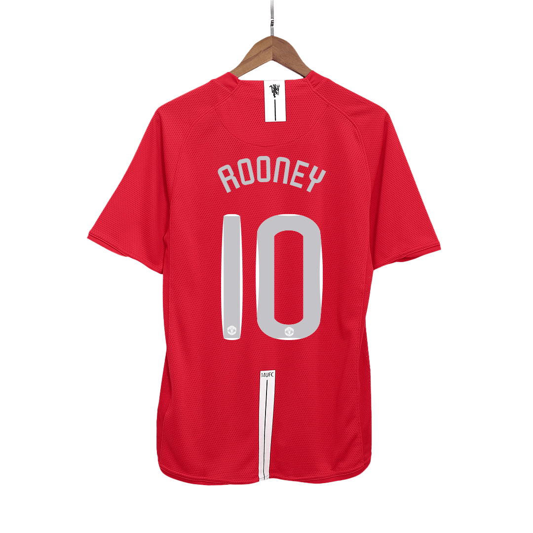 Retro ROONEY #10 Manchester United Mens Home Soccer Jersey UCL Final UCL 2007/08 Red