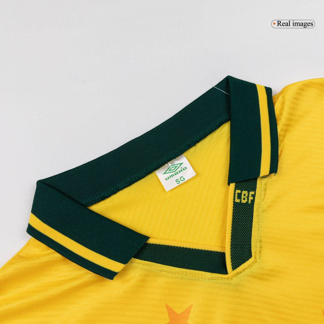 Retro Brazil Mens Home Soccer Jersey 1994 Yellow