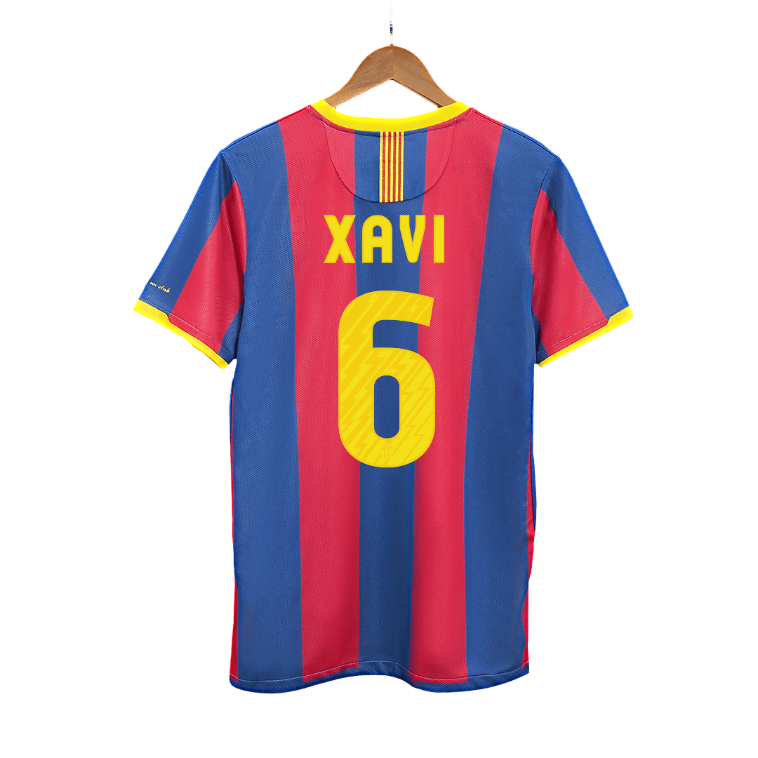 Retro XAVI #6 Barcelona Mens Home Soccer Jersey 2010/11 Red&Blue