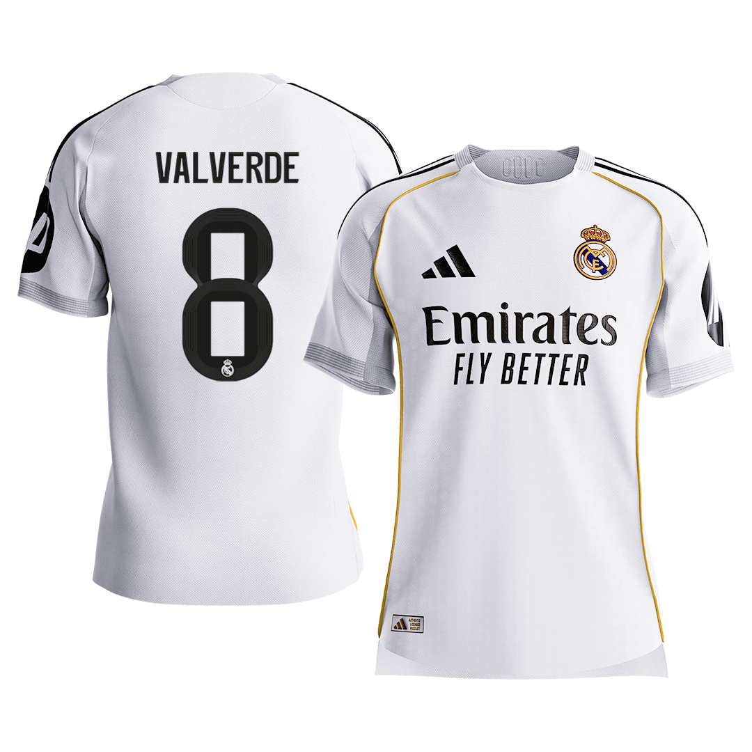 VALVERDE #8 Real Madrid Mens Home Soccer Jersey 2025/26 White - Player Version [PREMIUM]