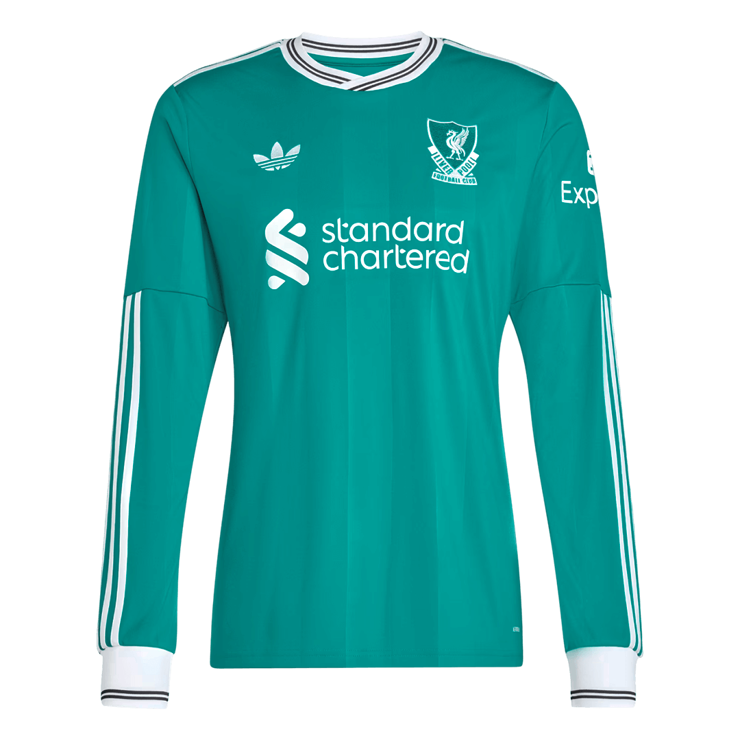 Liverpool Mens Third Away Long Sleeve Soccer Jersey 2025/26 Green