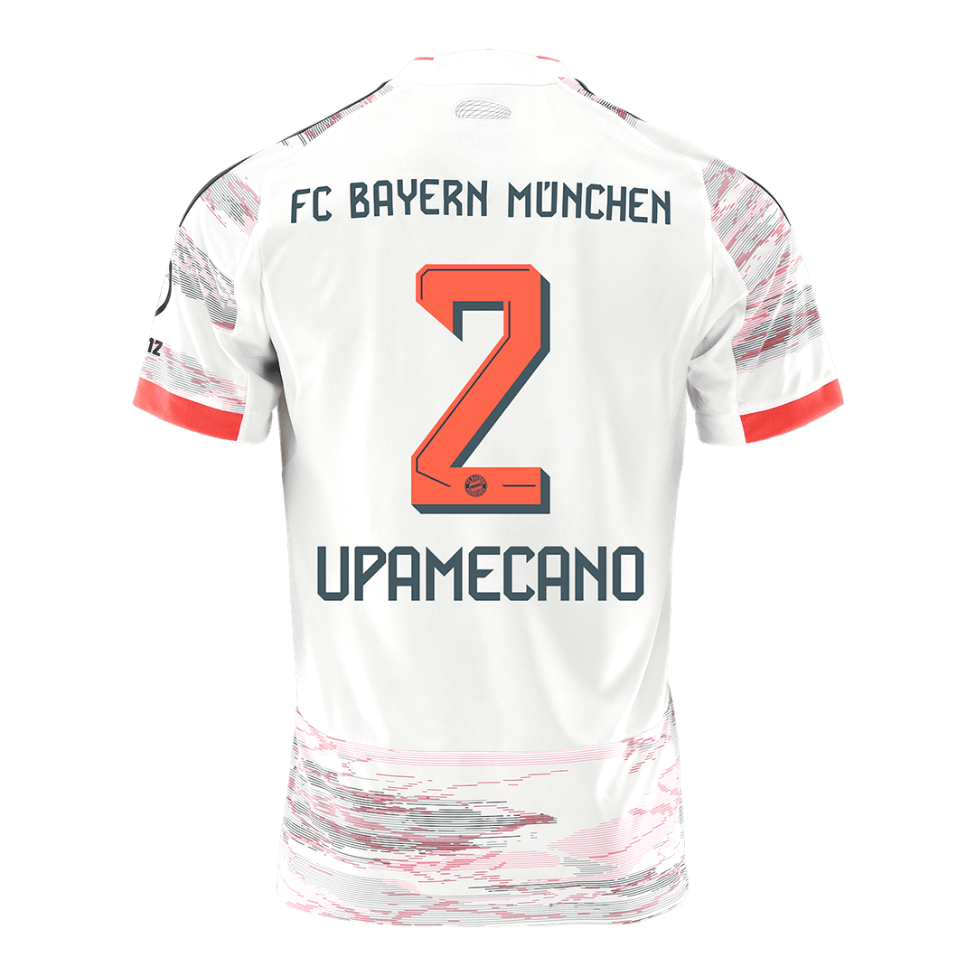 UPAMECANO #2 Bayern Munich Mens Away Soccer Jersey 2025/26 White