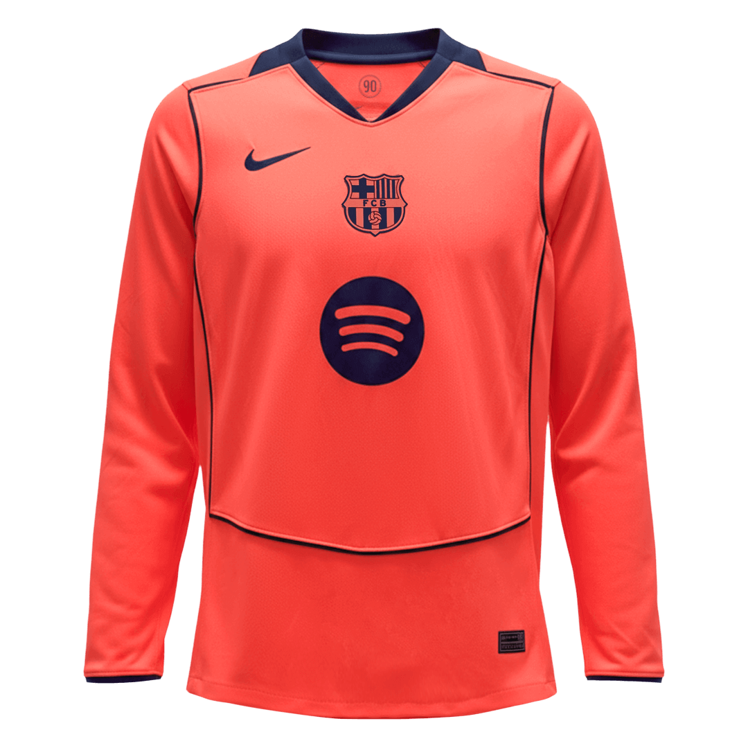 Barcelona Mens Third Away Long Sleeve Soccer Jersey 2025/26 Orange