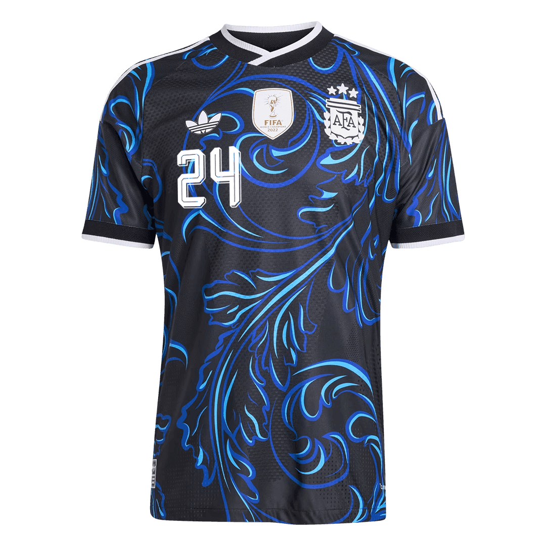 E. FERNANDEZ #24 Argentina Mens Away Soccer Jersey World Cup 2026 Black - Player Version