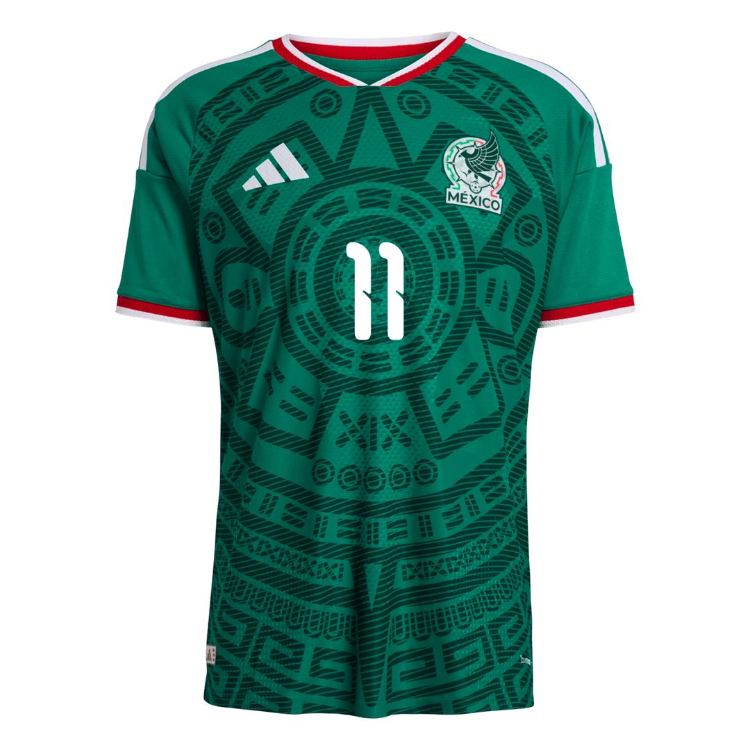 S.GIMENEZ #11 Mexico Mens Home Soccer Jersey World Cup 2026 Green - Player Version