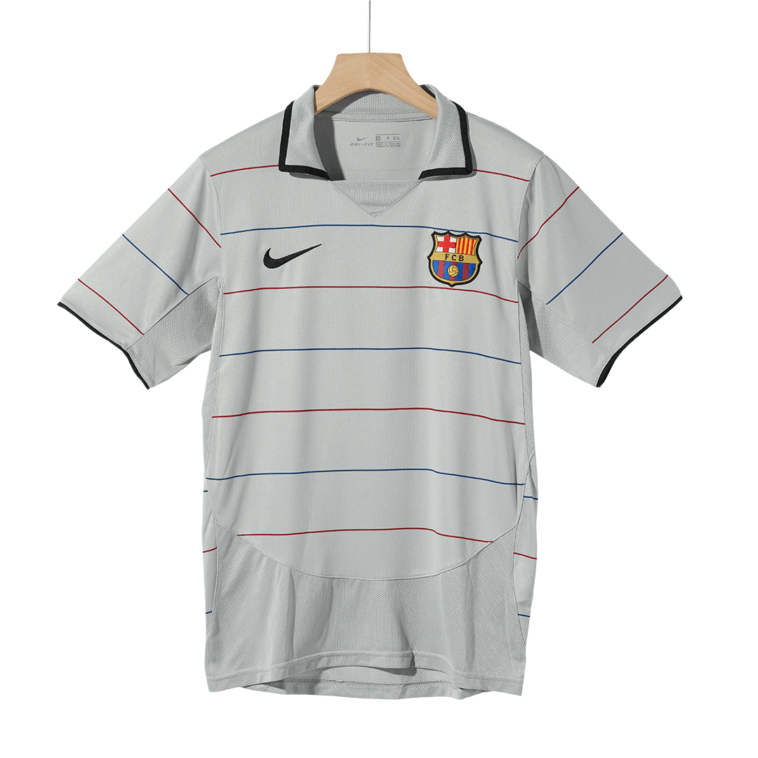 Retro Barcelona Mens Away Soccer Jersey 2003/04 Gray