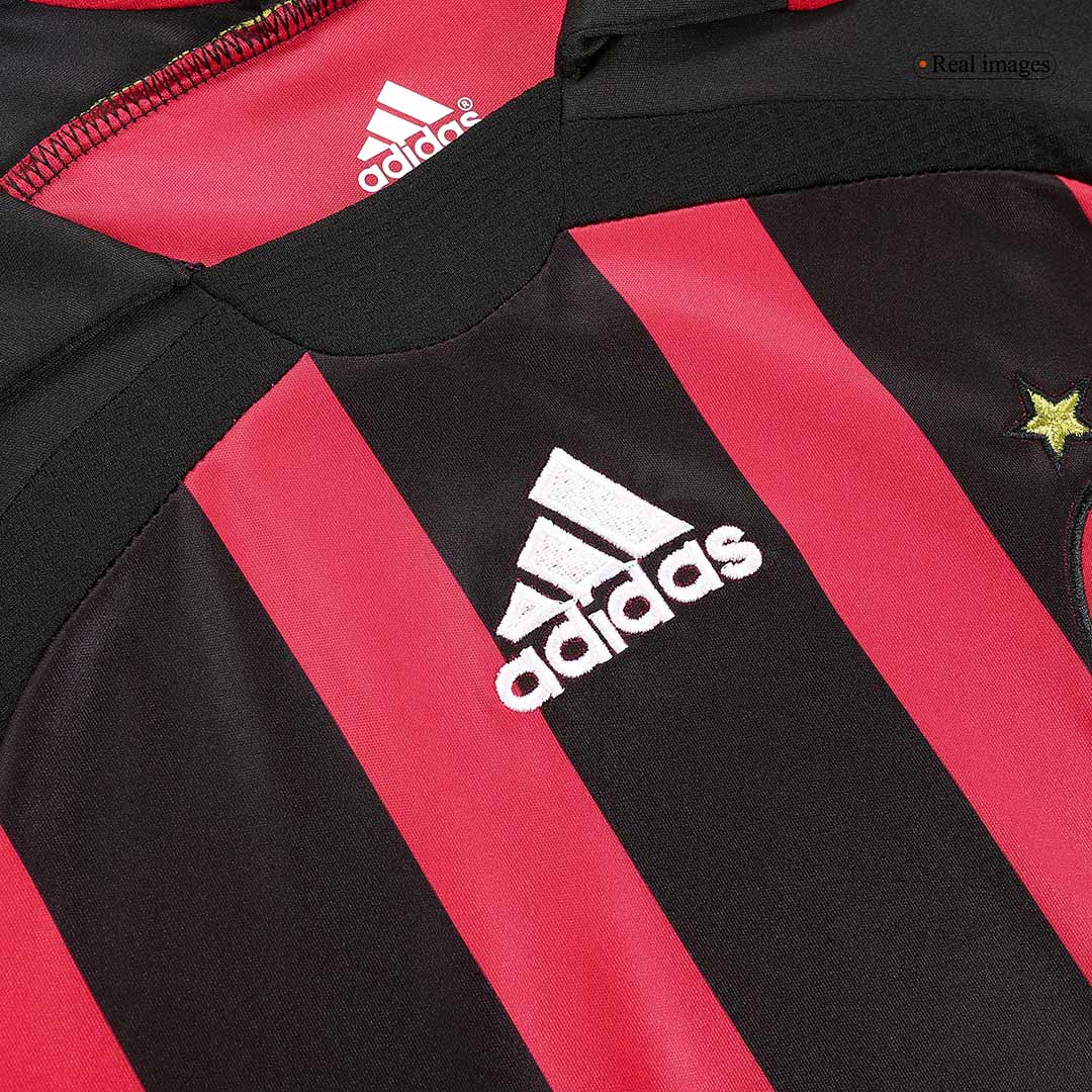 Retro MALDINI #3 AC Milan Mens Home Long Sleeve Soccer Jersey 2006/07 Red&Black