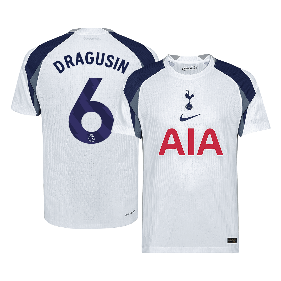 DRAGUSIN #6 Tottenham Hotspur Mens Home Soccer Jersey 2025/26 White - Player Version
