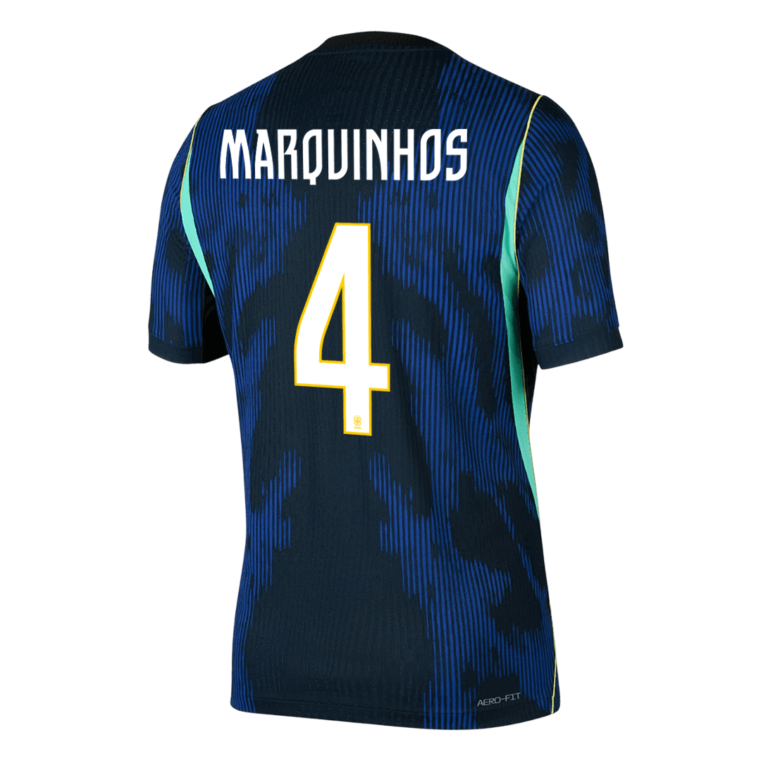 MARQUINHOS #4 Brazil Mens Away Soccer Jersey World Cup 2026 Navy - Player Version