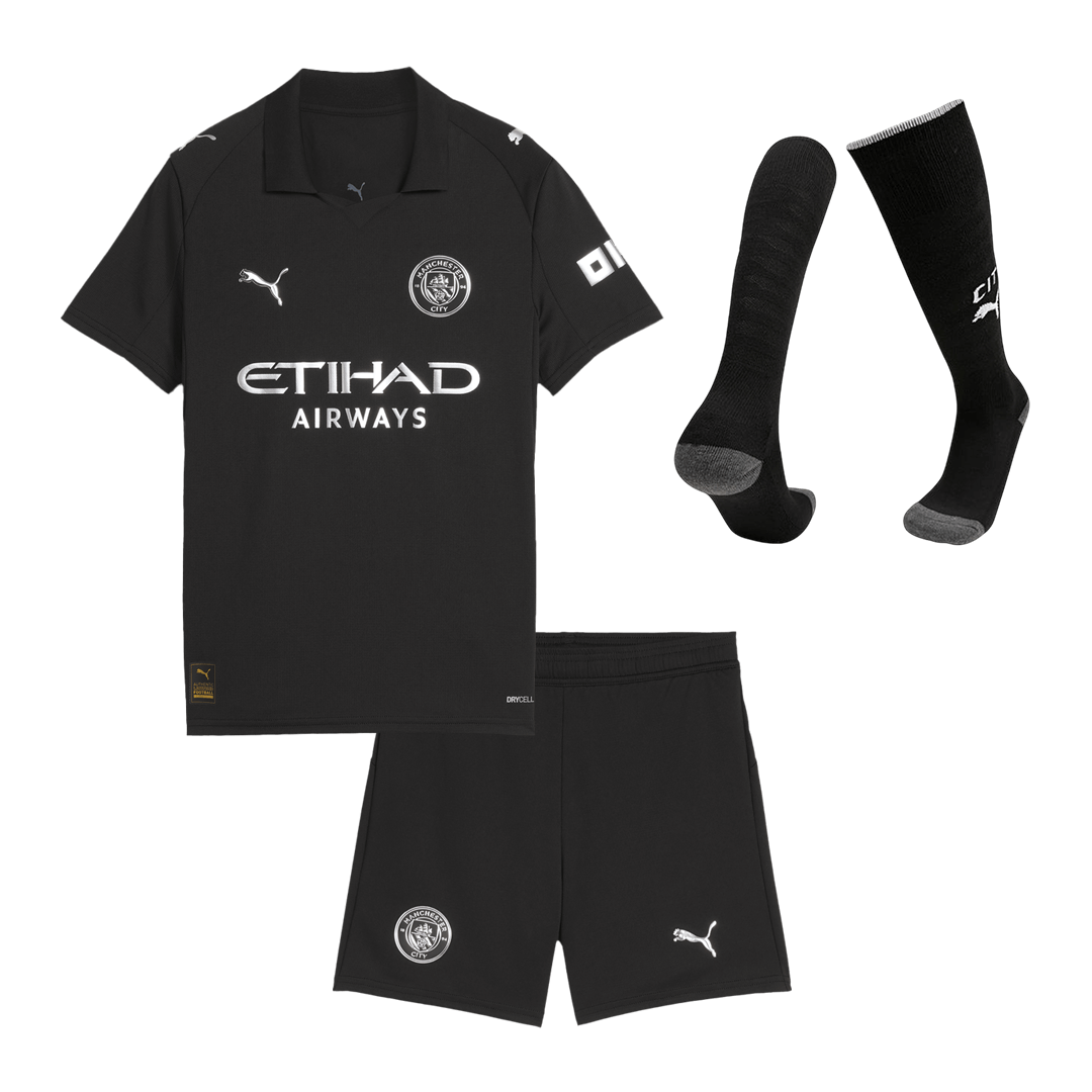 Manchester City Kids Away Soccer Full Set 2025/26 Black