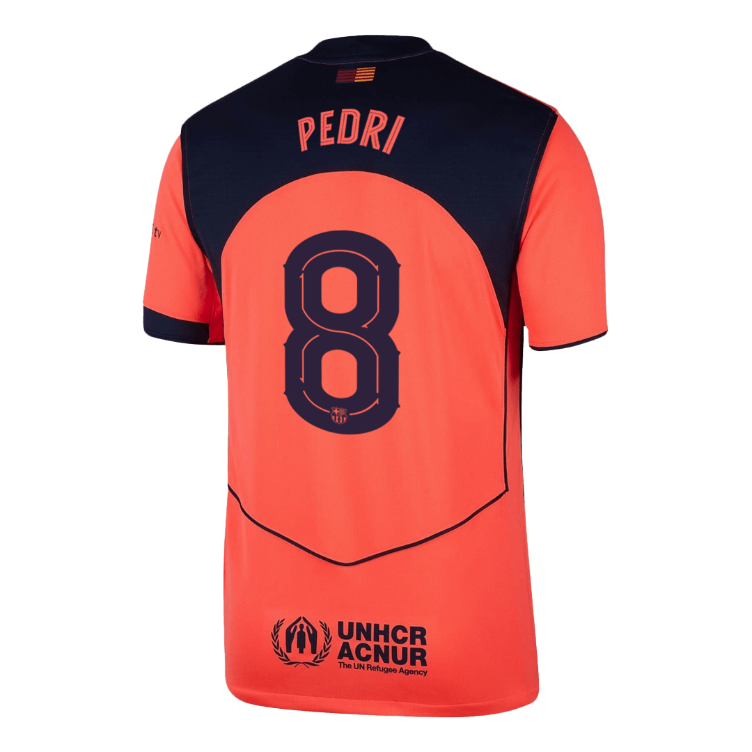 PEDRI #8 Barcelona Mens Third Away Soccer Jersey UCL 2025/26 Orange
