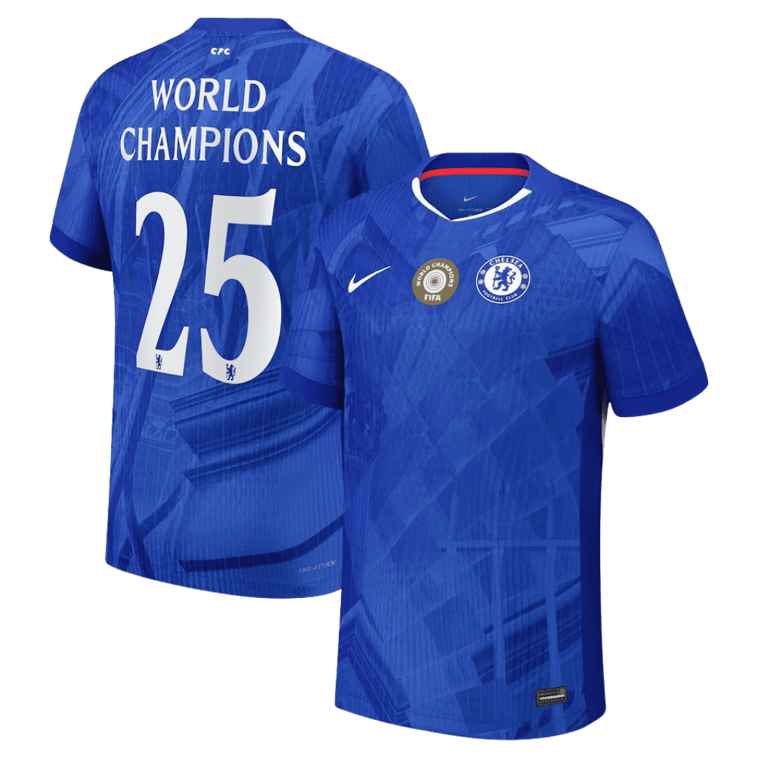 WORLD CHAMPIONS #25 Chelsea Mens Home Soccer Jersey 2025/26 Blue - Player Version