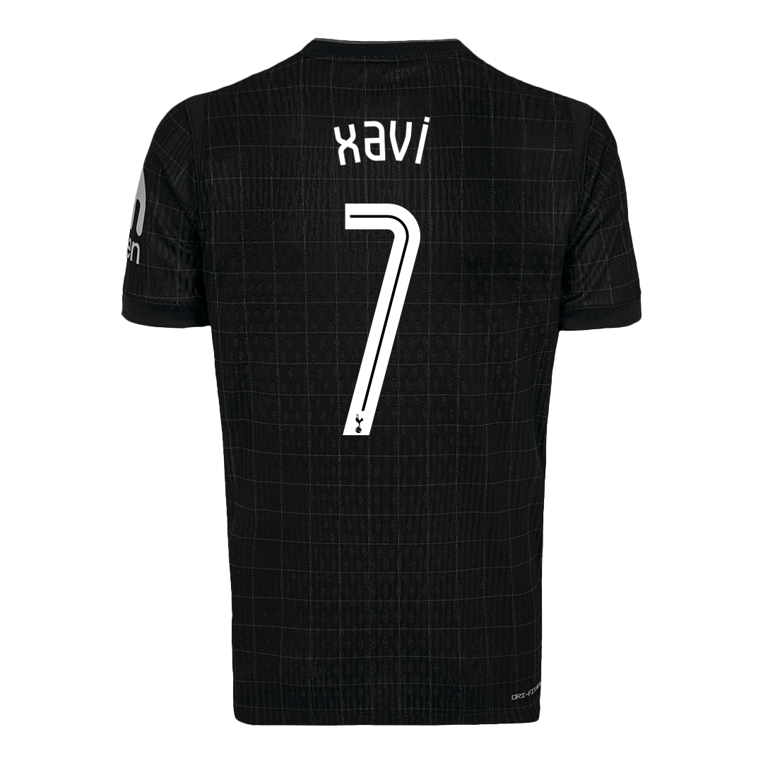 XAVI #7 Tottenham Hotspur Mens Away Soccer Jersey UCL 2025/26 Black